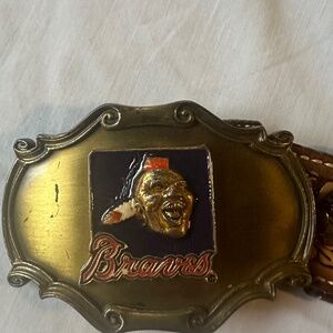 Vintage Raintree Atlanta Braves buckle with leather belt